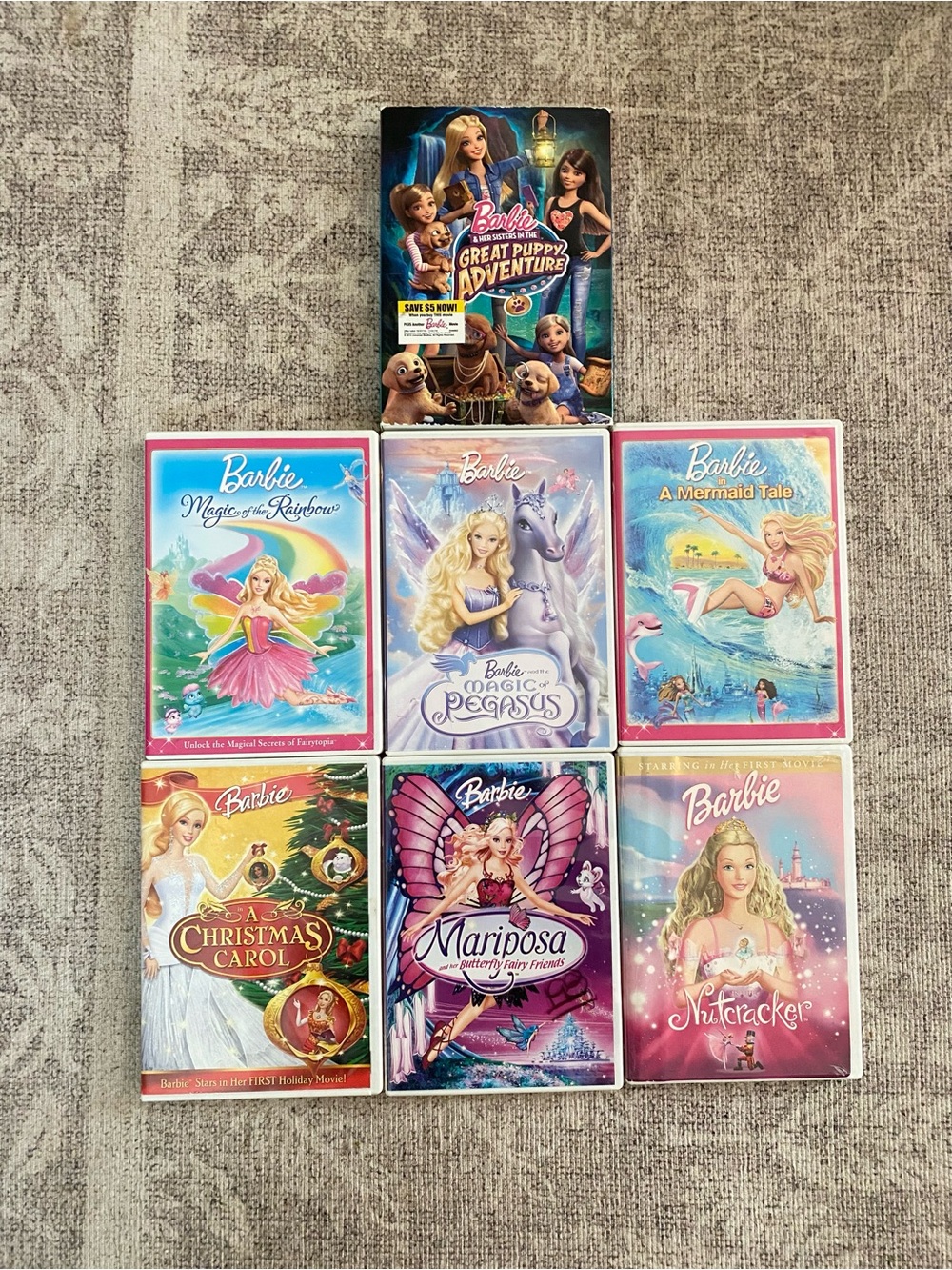 Barbie DVD Lot x7 Magic of Pegasus, Nutcracker, Mariposa, A Christmas Carol, ETC